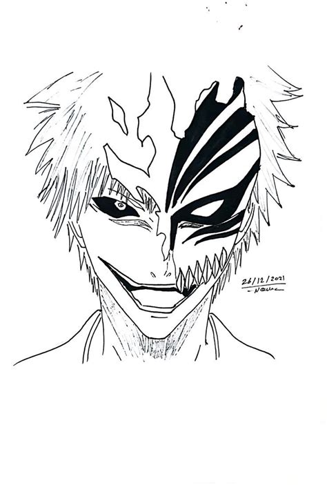 Ichigo (Hollow Mask) | Bleach drawing, Mask drawing, Best anime drawings