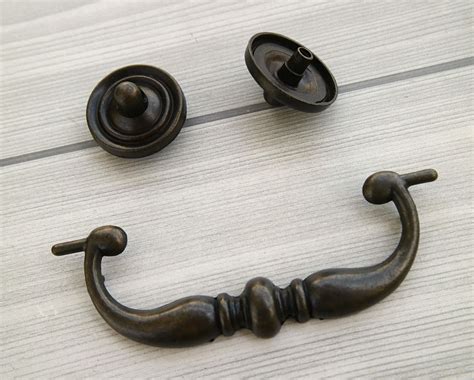 4 25 Antique Bronze Handle Drop Bail Drawer Pull Kitchen Etsy