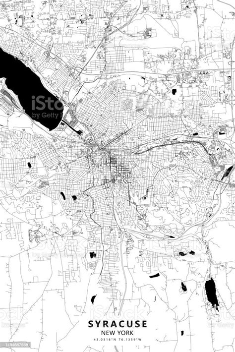 Syracuse New York Usa Vector Map Stock Illustration Download Image