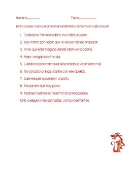 pronombre indefinido  spanish resouces teachers pay teachers