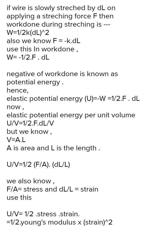 What Is Meant By Elastic Potential Energy Derive An Expression For Elastic Potential Energy Per