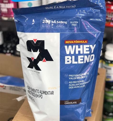 Whey Blend 900g Sabor Chocolate Max Titanium Promoções Do Dia