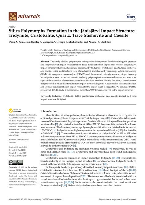 (PDF) Silica Polymorphs Formation in the Jänisjärvi Impact Structure ...