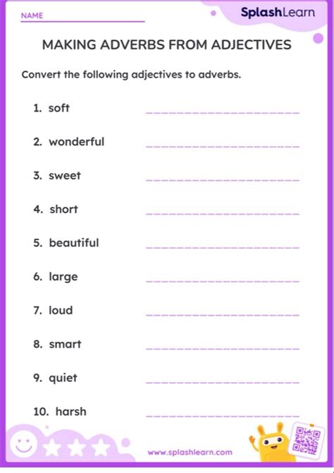 Practice Converting Adjectives Into Adverbs Ela Worksheets Splashlearn