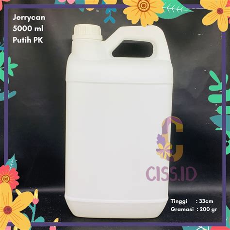 Jual Jerigen Derigen Jerrycan Jeriken Liter Ml Hdpe Putih Pk Tutup