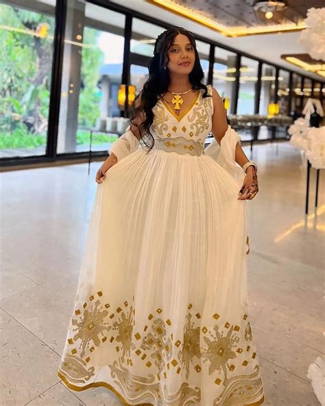 Elegant Habesha Dress Light Color Ethiopian Traditional Habesha Kemis