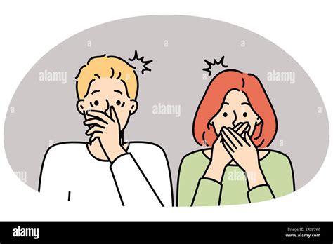 Woman Worried Hands Mouth Stock Vector Images Alamy