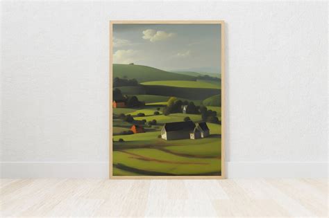 Country Farm Printable Wall Art, Landscape Art Print Instant Download, Downloadable Oil Painting ...