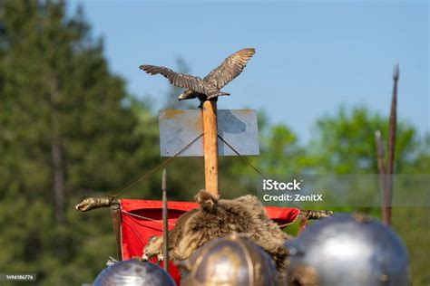 Ancient Roman Legion Flag With Roman Eagle Stock Photo - Download Image ...