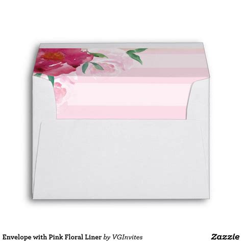 Envelope With Pink Floral Liner Custom Printed Envelopes Floral Wedding