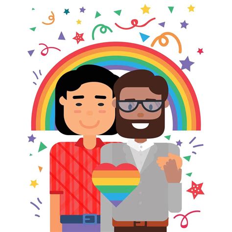 Happy Gay Couple Embracing Lgbt Homosexual Love 4912602 Vector Art At