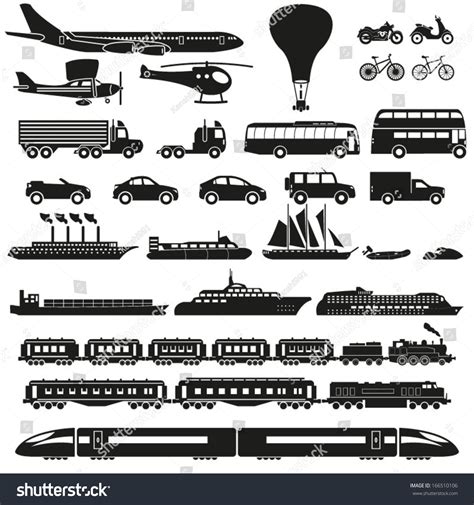 Transportation Icon Set Stock Vector Illustration 166510106 : Shutterstock