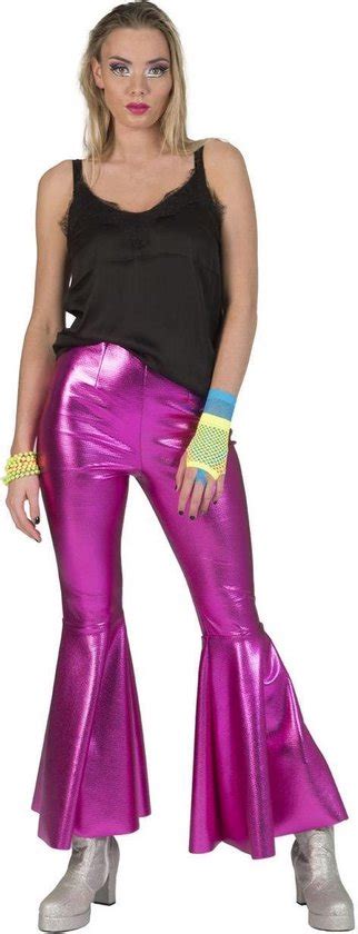 Jaren 80 90 Kostuum Disco Fever Broek Glimmend Roze Vrouw Maat 44