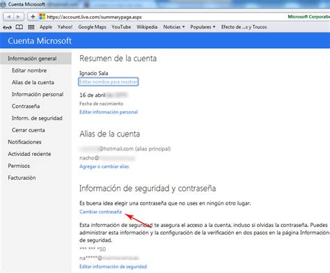 Cambiar La Clave De Hotmail Como Cambiar La Contrase A En Windows Live