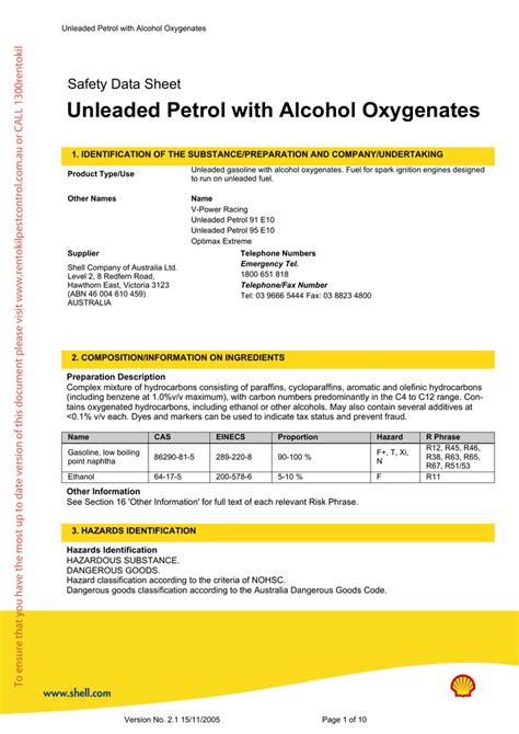 Shell E Unleaded Petrol Pdf Kb