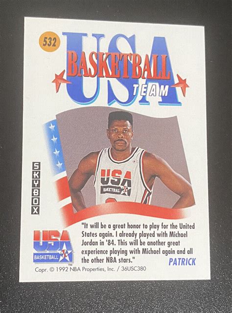 1992 Skybox USA Olympic Team Basketball Patrick Ewing 532 EBay