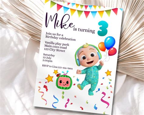 Cocomelon Birthday Invitation Editable Digital Jettemplate Template