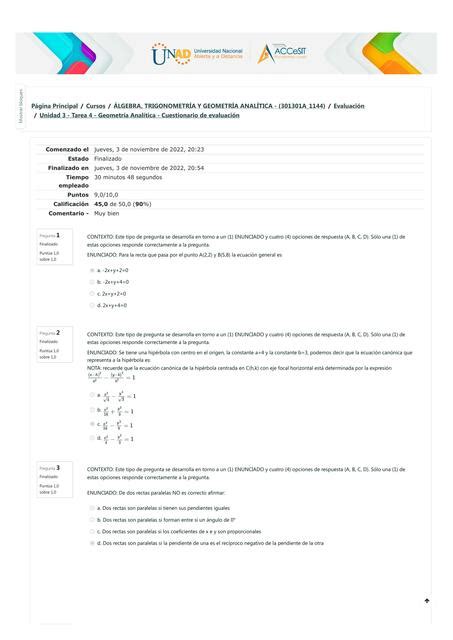 Examen de Álgebra Trigonometría y Geometría Analítica juan restrepo