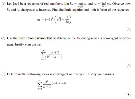 Solved A Let Ak Be A Sequence Of Real Numbers Let Chegg