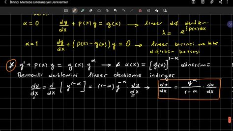 Nonlineer Birinci Mertebe Diferansiyel Denklemler Bernoulli