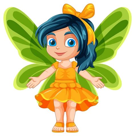 Premium Vector Cheerful Fairy With Green Wings