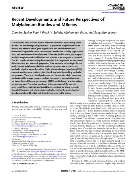 PDF Recent Developments And Future Perspectives Of Molybdenum Borides