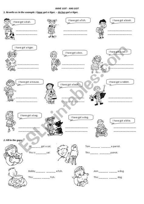 Have Got - Has Got - ESL worksheet by valun