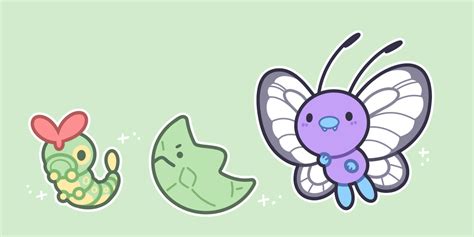 Oodles Of Doodles Caterpie Metapod And Butterfree