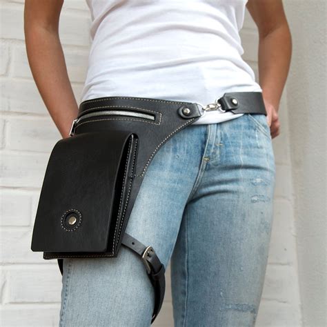 Leather Hip Bag Leg Bag Leather Belt Bag Leg Strap Utility Etsy