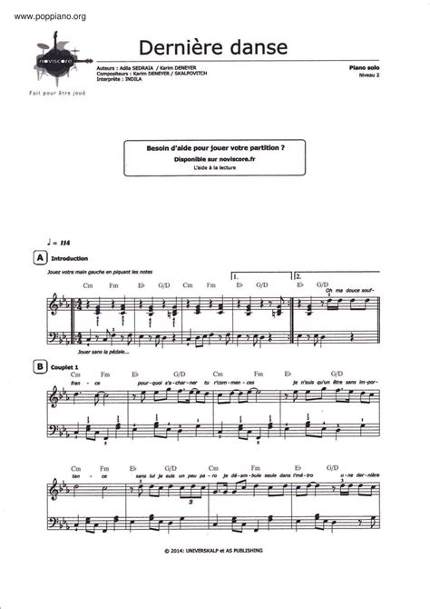 Indila Dernière Danse Sheet Music pdf Free Score Download