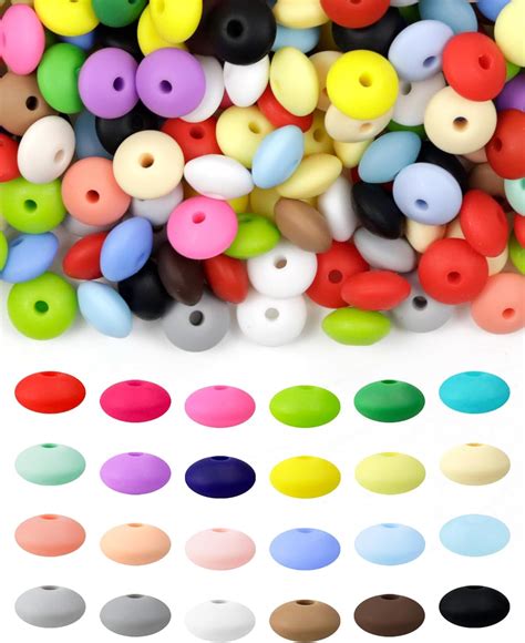 Amazon FIVEIZERO 240PCS Silicone Lentil Beads 24 Colors 12mm