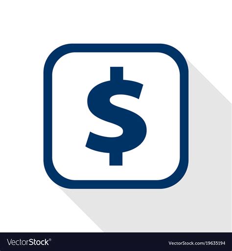 Square dark blue icon dollar currency Royalty Free Vector