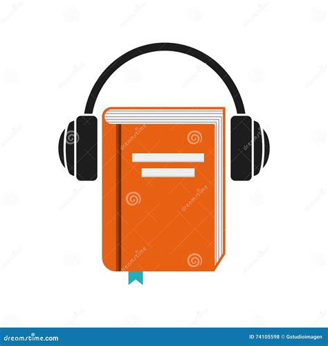 Book And Headphone Icon Audiobooks Design Vector Graphic Stock