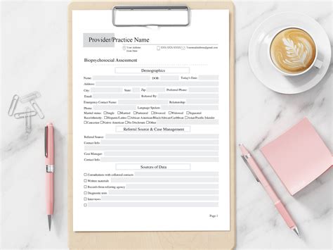 Biopsychosocial Intake Assessment Form Comprehensive Fillable Etsy