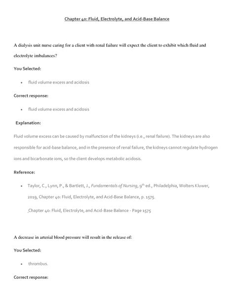 Solution Ati Fluid Electrolyte And Acid Base Balance Studypool