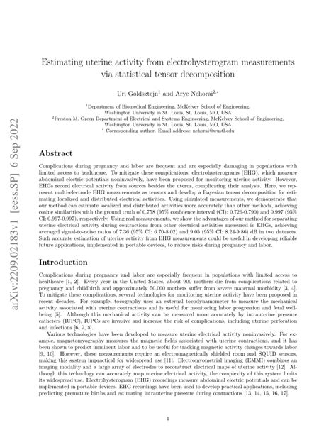 Pdf Estimating Uterine Activity From Electrohysterogram Measurements