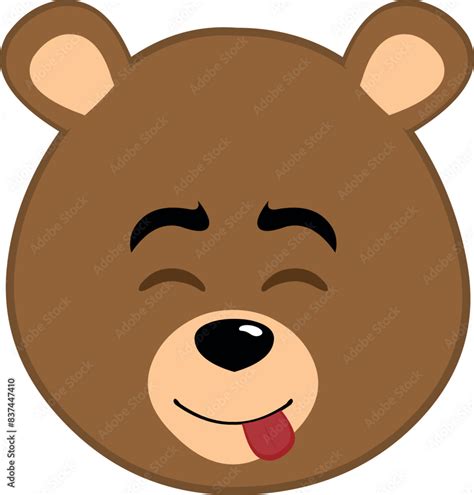 Vector Illustration Face Brown Bear Grizzly Cartoon With A Yummy