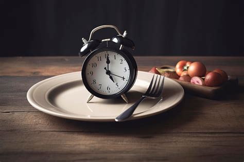 Premium Photo Illustration Alarm Clock On A Plate And A Knife