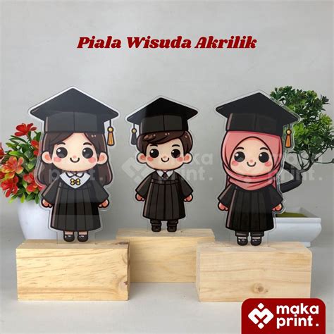 Jual Piala Wisuda Akrilik Wisuda AI 002 PRINT UV Tatakan Kayu Free