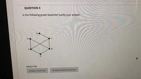 Solved QUESTION 3 Is The Following Graph Bipartite Justify Chegg