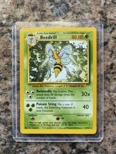 Pok Mon Tcg Beedrill Base Set Regular Unlimited Rare Nm Ebay