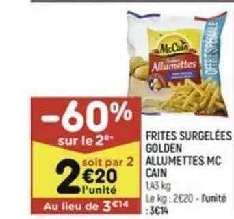 Promo Frites Surgel Es Golden Allumettes Mc Cain Chez Leader Price