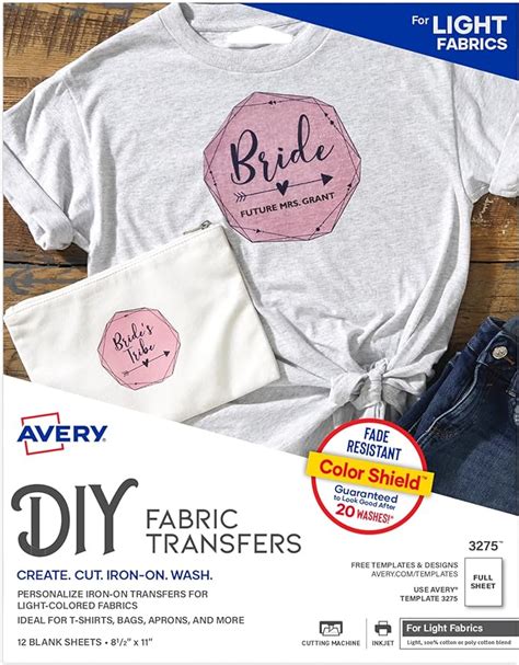 Avery Printable T Shirt Transfers For Use On Light Fabrics Inkjet