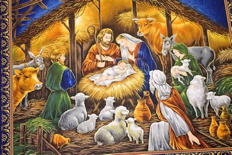 Navitiy Scene Scene Fabric Nativity Birth Panels Jesus Baby HD