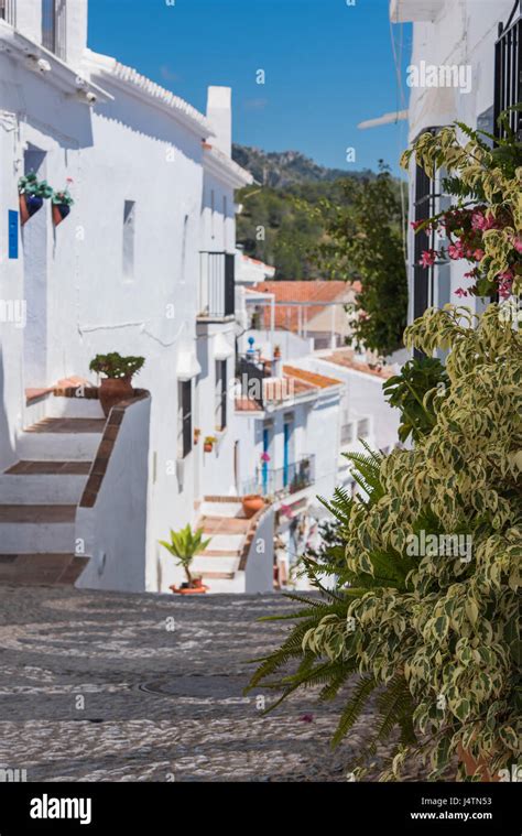 Frigiliana Andalusia Spain Steps Hill Village Malaga Hi Res Stock