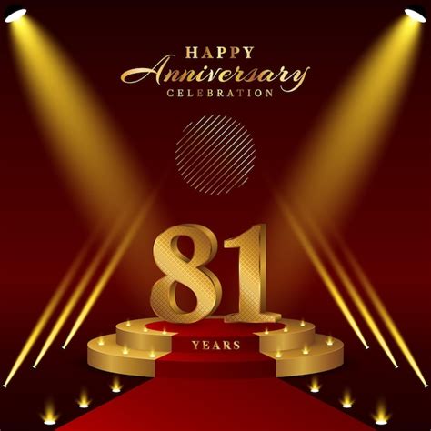 Premium Vector 81th Anniversary Logo With Numbers And Podium In Gold