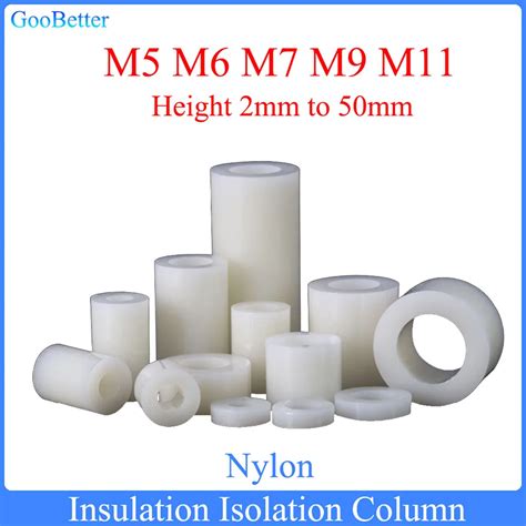 50Pcs M14 M16 M18 Length 3mm To 50mm White Nylon Insulated Isolation