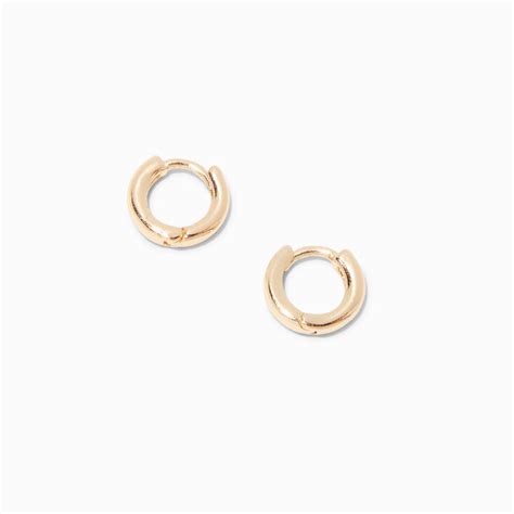 Gold 10mm Huggie Hoop Earrings Claire S