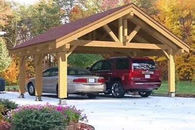 24'x24' (576 sq.ft.) HEAVY TIMBER CARPORT FOR 2 VEHICLES CARS PREFAB ...