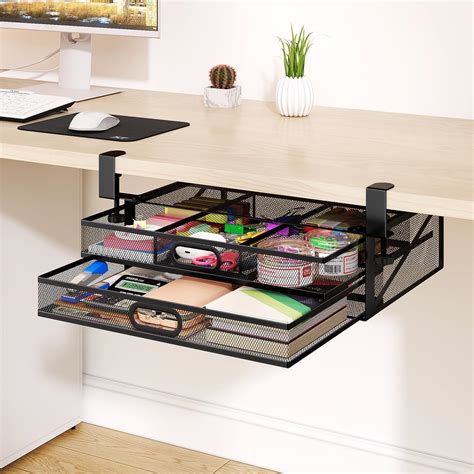 Amazon Under Desk Drawer Organizer No Drill Metal Under Desk